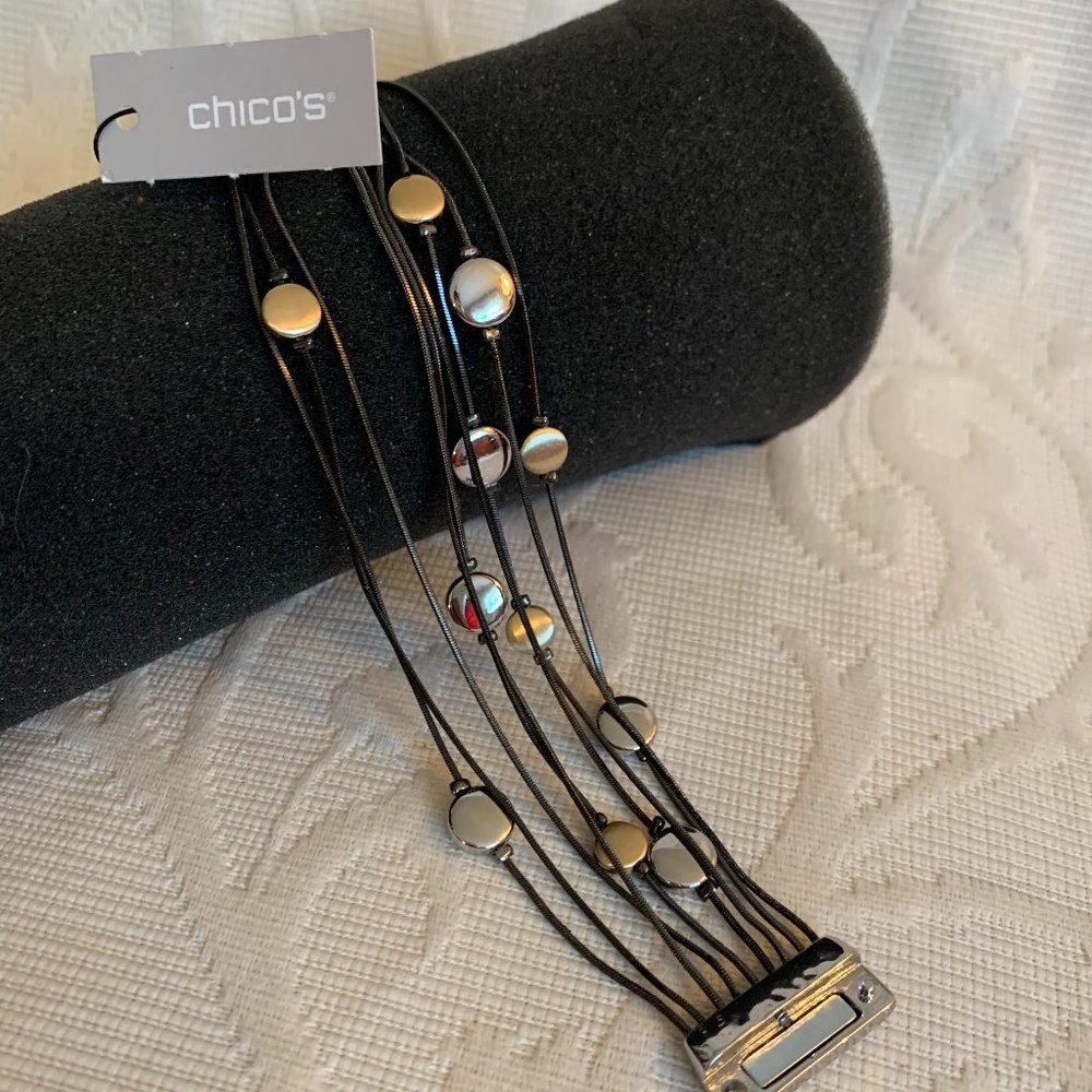 Chico's Erika Mixed Metals Circle Beads Bracelet